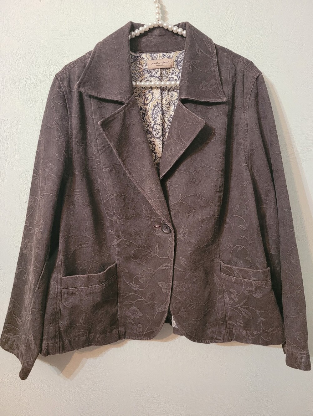 I.E. Relaxed Unique Embroired 100% Cotton Plus Size Stylish Blazer Size 1X